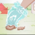 Ripulire le feci del cane in un giardino