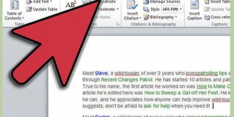 Crea note a piè di pagina in word