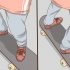 In piedi su uno skateboard
